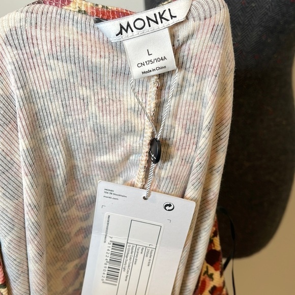 NWT ASOS Monki Tua ruched long sleeve mini dress in rose print Size Large - Picture 4 of 11